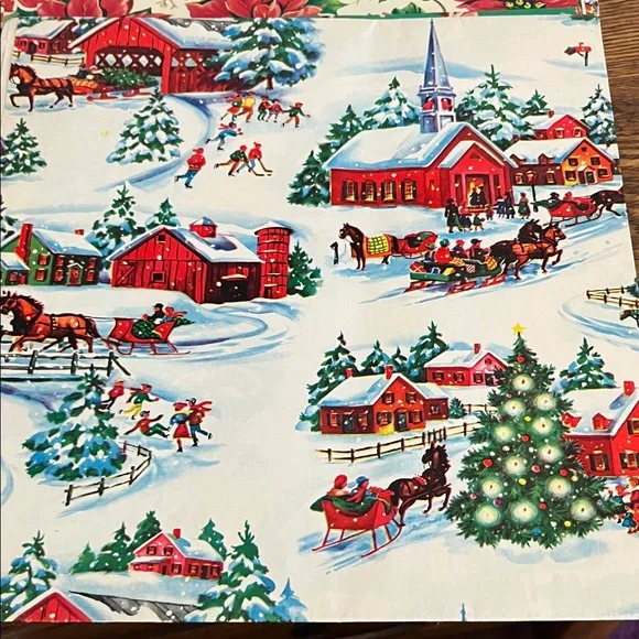 Festive Vintage Christmas Wrapping Paper Set 7 Pices - Picture 3 of 12